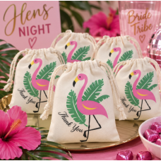 Mini Hessian Bag - Flamingo Thank You